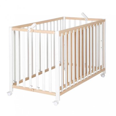 ROBA Lit b&eacute;b&eacute; pliant &agrave; barreaux h&ecirc;tre et blanc Fold Up 60x120