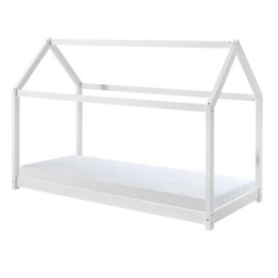 Lit cabane 90x200 enfant pin blanc , gamme lara oui CABE9014-MB