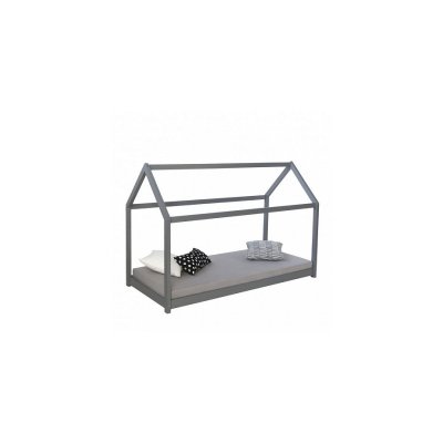 Lit cabane enfant en bois gris 90 x 200cm 1853
