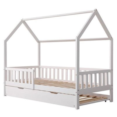 Lit cabane gigogne pour enfant 190x90cm blanc marceau - white