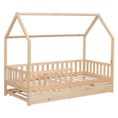 HAPPY GARDEN Lit cabane gigogne pour enfant 190x90cm en bois MARCEAU Marron