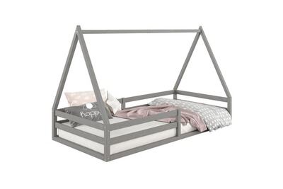IDIMEX Lit cabane SILA 90 x 190 cm, en pin massif gris