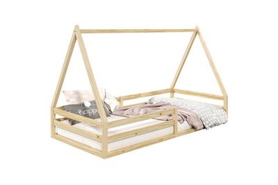 Lit cabane SILA 90x190 cm - IDIMEX - Lit simple enfant 1 place - Bois massif - Naturel