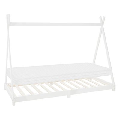 Lit d'enfant tipi avec sommier &agrave; lattes 90x200 cm blanc en bois ml-design 490007387