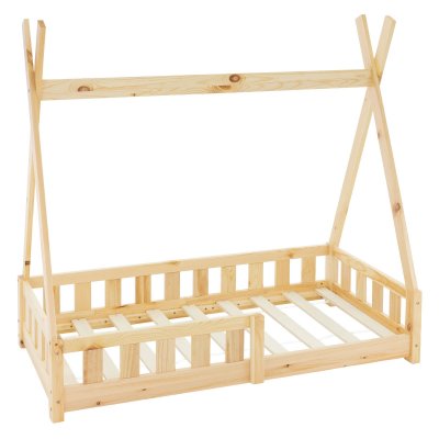 ML DESIGN Lit de tipi pour enfants lattes en bois naturel style indien maison 140 x 70 cm 3000013140