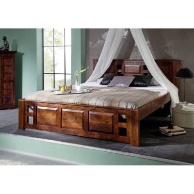 Lit double 200x200 Acacia laqu&eacute; Nougat OXFORD #254