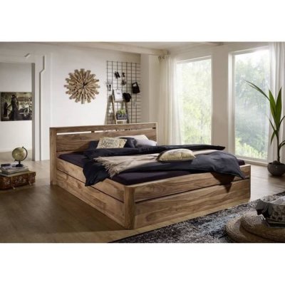 Lit double 200x200 Palissandre teint&eacute; Smoked cherry TORONTO #158