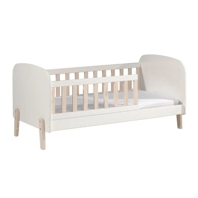 VIPACK Lit enfant 70x140 cm bois laqu&eacute; blanc et pieds pin massif clair Kiddy