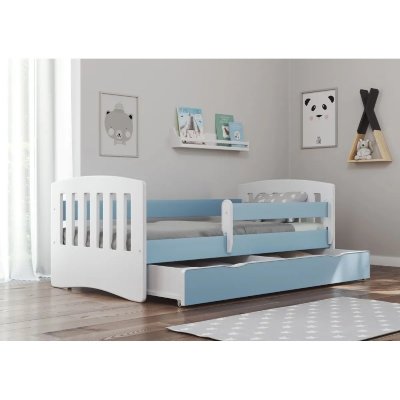 GENERIQUE Lit enfant &agrave; barri&egrave;re 180x80 cm avec tiroir - azur