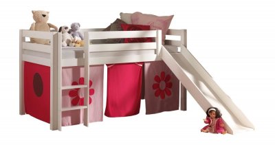 PARIS PRIX Lit enfant avec toboggan ""pino flower"" 90x200cm blanc