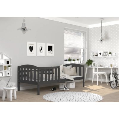 KIDS LITERIE Lit Enfant Leo 90x190 Gris Livr&eacute; avec sommiers - Gris