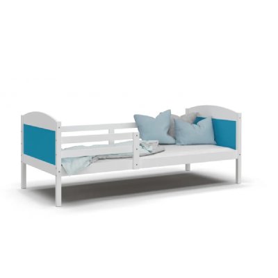 KIDS LITERIE Lit Enfant Mati 90x190 Blanc - bleu Livr&eacute; avec sommiers - Blanc - bleu