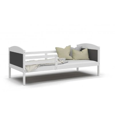 KIDS LITERIE Lit Enfant Mati 90x190 Blanc - gris Livr&eacute; avec sommiers - Blanc - gris