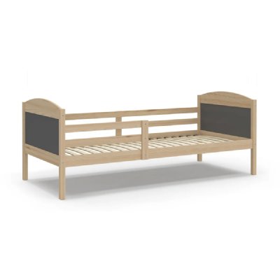 KIDS LITERIE Lit Enfant Mati 90x190 Pin Pin - gris Livr&eacute; avec sommiers - Pin - gris