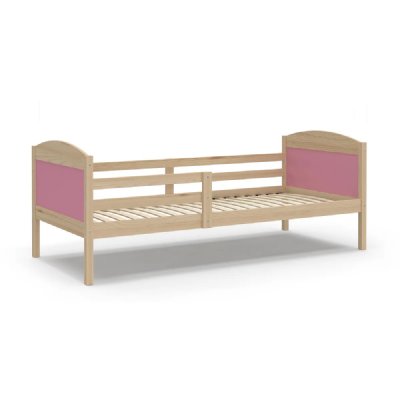 KIDS LITERIE Lit Enfant Mati 90x190 Pin Pin - rose Livr&eacute; avec sommiers - Pin - rose