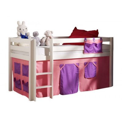 PARIS PRIX Lit enfant mezzanine + housse Bella blanc - PINO