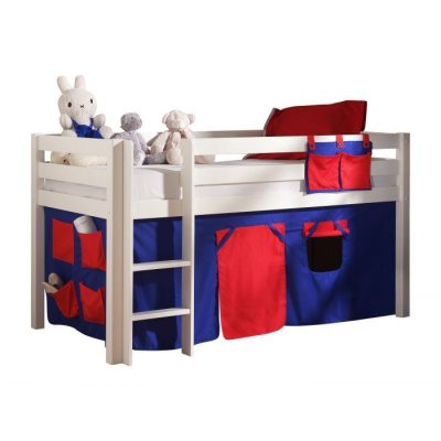 Lit enfant mezzanine + housse Domino blanc - PINO