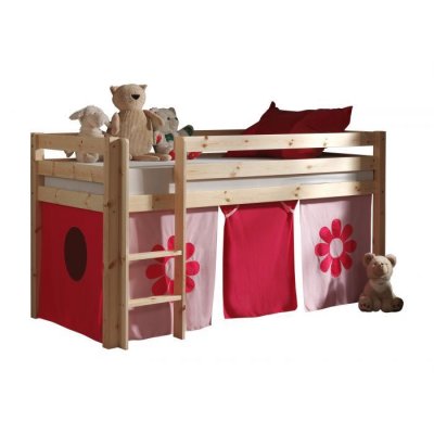 PARIS PRIX Lit enfant mezzanine+housse Pink Flower bois - PINO
