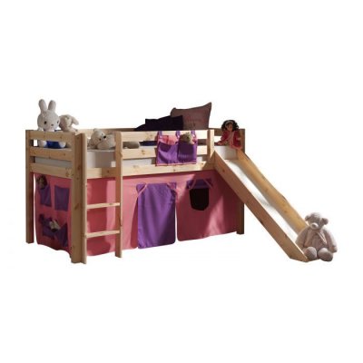 PARIS PRIX Lit enfant mezzanine toboggan nature Bella - PINO