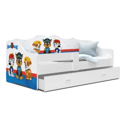 KIDS LITERIE Lit enfant NELI 80x160 Pat Patrouille Livr&eacute; avec sommier, tiroir et matelas de 7cm OFFERT