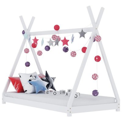 VIDAXL Lit enfant tente bois pin massif blanc indiana 90x200 cm 283360