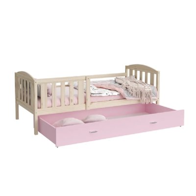 KIDS LITERIE LIT Enfant Teo 90&times;190 Pin Rose livr&eacute; avec sommier, tiroir et matelas de 7cm OFFERT.