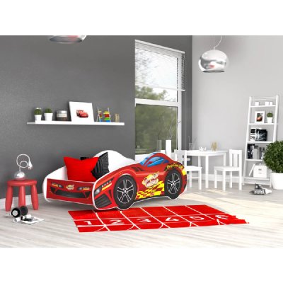 KIDS LITERIE LIT ENFANT VOITURE 01 RACING 70x140 livr&eacute; avec sommier et matelas de 7cm OFFERT.