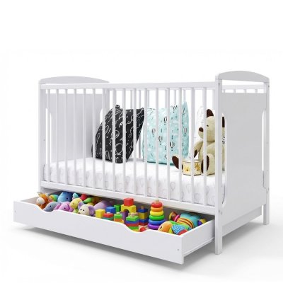  Lit &eacute;volutif Margot - Blanc - 60x120 cm - Tiroir de rangement