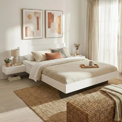 Lit MARVELLOUS avec chevets - 140 x 190 cm - Coloris blanc - Blanc