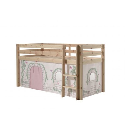VIPACK Lit mezzanine 90x200 cm avec tente contra pin massif clair Pino