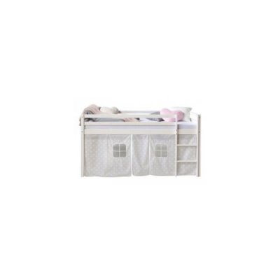 HOMESTYLE4U Lit mezzanine 90x200 rideau design etoiles blanches