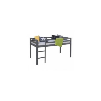 HOMESTYLE4U Lit mezzanine gris avec echelle 90 x 200 cm 1861+1806