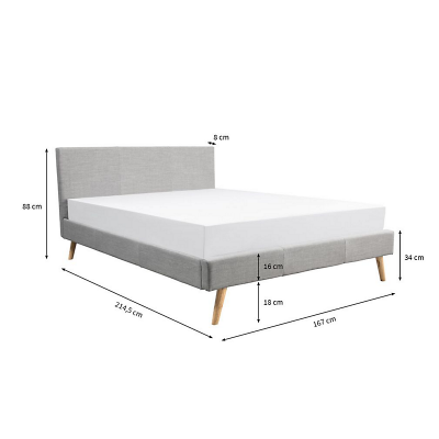 Lit scandinave tissu avec t&ecirc;te de lit et sommier 160x200 cm PORTIMAO