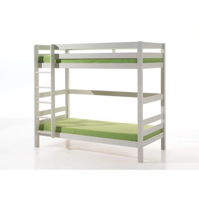 VIPACK Lit superpos&eacute; haut - Blanc en pin massif - Sommiers inclus - CLAIRE