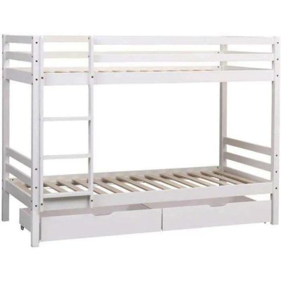 HAPPY GARDEN Lits superpos&eacute;s pour enfants 190x90cm blanc avec tiroirs ambre - white