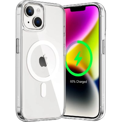 LITTLE BOUTIK  Coque Silicone Transparente Compatible Magsafe pour iPhone 14