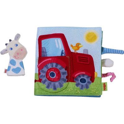 Livre b&eacute;b&eacute; d'activit&eacute;s + marionnette &agrave; doigt La ferme
