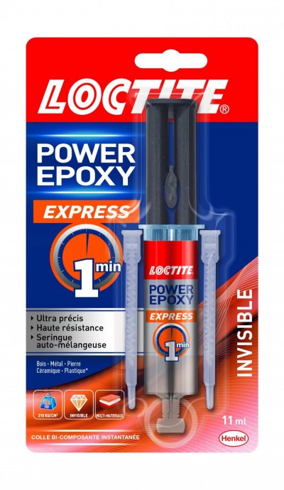 LOCTITE  colle &eacute;poxy express 1 min invisible seringue 11 ml