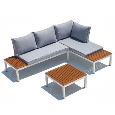 CONCEPT USINE Lolea - Salon de jardin aluminium et acier Blanc & Gris 