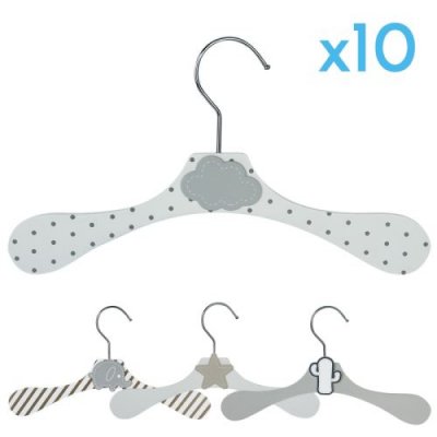 MONSIEUR BEBE Lot 10 cintres bois, crochet pivotant