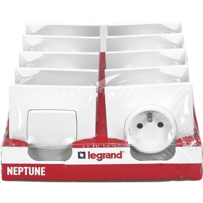 LEGRAND Lot 2 interrupteurs + 8 prises de courant  Neptune - Blanc