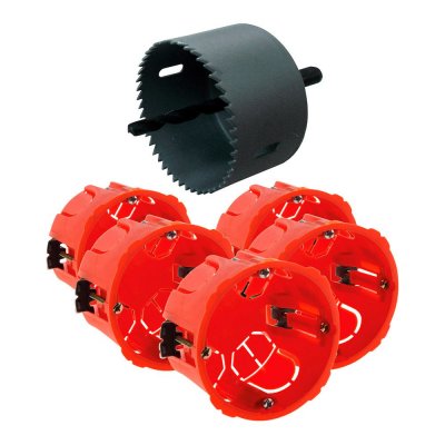 ZENITECH Lot 5 Bo&icirc;tes placo &Oslash;.65 P.40 pour appareillage vis & griffes livr&eacute; avec vis + 1 scie cloche