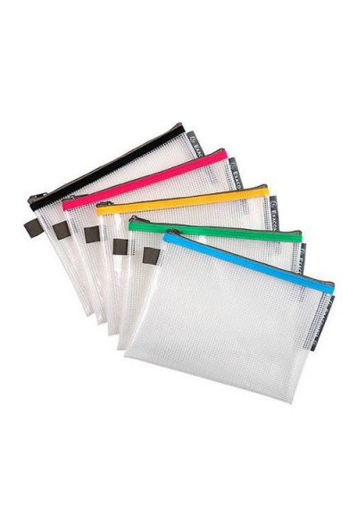 EXACOMPTA Lot de 10 Pochette EVA transparente, format A5, fermeture zipp&eacute;e coloris assortis