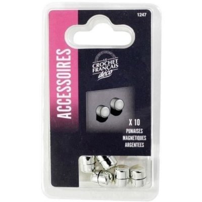 LE CROCHET FRANCAIS Lot de 10 punaises argent , Diam.10 mm