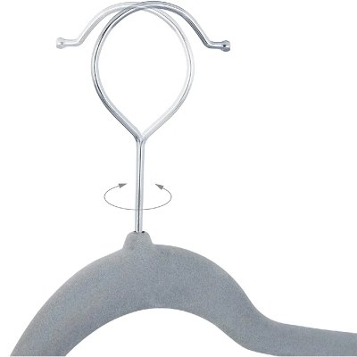HELLOSHOP26 Lot de 12 cintres pinces en velours gris 13_0000754_2