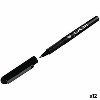 PILOT Lot de 12  - Stylo roller pointe m&eacute;tal 0,5 mm encre liquide noire