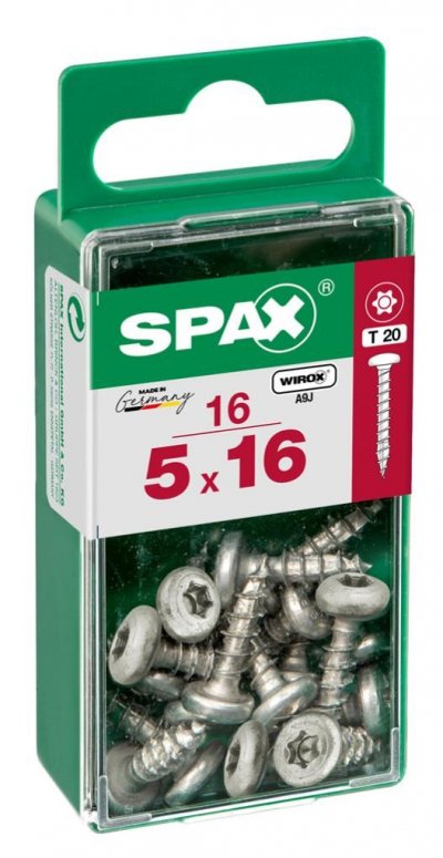 SPAX Lot De 16 Vis Acier T&ecirc;te Ronde Torx , Diam.5 Mm X L.16 Mm