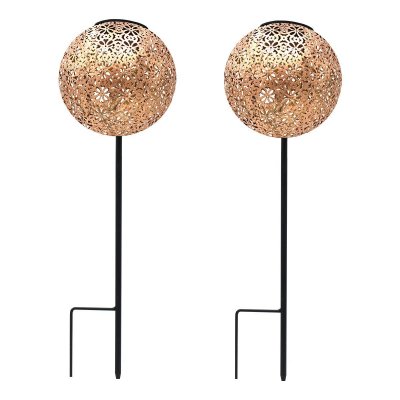 LUMISKY Lot de 2 balises solaires orientales 2x AGADIR Cuivre Acier H45cm