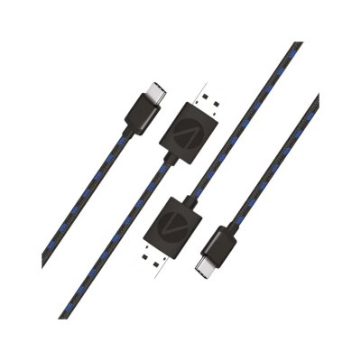 STEALTH Lot De 2 Cables Play & Charge Tress&eacute;s De 3m Pour Manettes Ps5