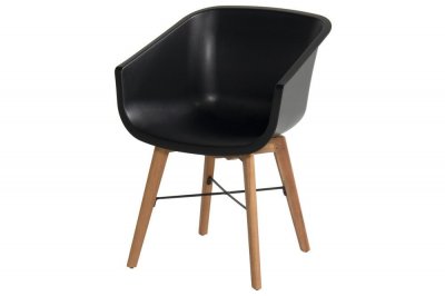  Lot de 2 chaises Amalia Eucalyptus en r&eacute;sine - pieds en bois - Noir